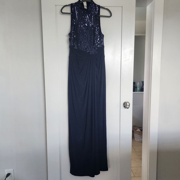 NEW Ralph Lauren blue navy Maxi dress sequin formal gown - Picture 5 of 6